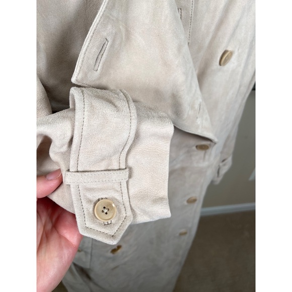Helsa Suede Double Breasted Belted Oversized Long Trench Coat in Clay Size M - Picture 7 of 14